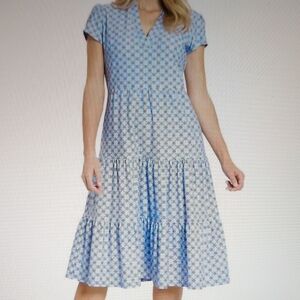 Jude Connally Light Blue Geometric Midi Dress